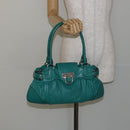 Salvatore Ferragamo Gancini Shoulder Bag Leather Green Silver Auth 145879-24
