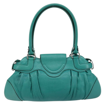 Salvatore Ferragamo Gancini Shoulder Bag Leather Green Silver Auth 145879 - 0