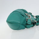 Salvatore Ferragamo Gancini Shoulder Bag Leather Green Silver Auth 145879-3