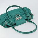 Salvatore Ferragamo Gancini Shoulder Bag Leather Green Silver Auth 145879-6