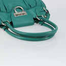 Salvatore Ferragamo Gancini Shoulder Bag Leather Green Silver Auth 145879-7