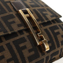 FENDI Zucca Canvas Mamma Baguette Shoulder Bag Black Brown gold Auth 145885V-15