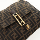 FENDI Zucca Canvas Mamma Baguette Shoulder Bag Black Brown gold Auth 145885V-16