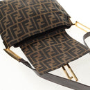 FENDI Zucca Canvas Mamma Baguette Shoulder Bag Black Brown gold Auth 145885V-17
