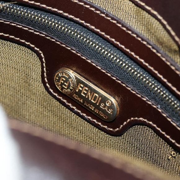 FENDI Zucca Canvas Mamma Baguette Shoulder Bag Black Brown gold Auth 145885V