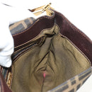 FENDI Zucca Canvas Mamma Baguette Shoulder Bag Black Brown gold Auth 145885V-21