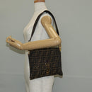 FENDI Zucca Canvas Mamma Baguette Shoulder Bag Black Brown gold Auth 145885V-24