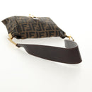FENDI Zucca Canvas Mamma Baguette Shoulder Bag Black Brown gold Auth 145885V-7
