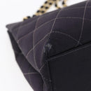 CHANEL Matelasse Chain Shoulder Bag Nylon Black Gold CC Auth 145886-14