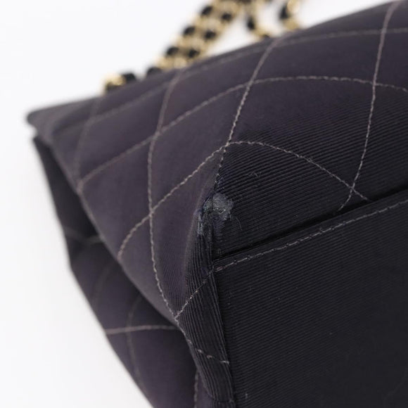 CHANEL Matelasse Chain Shoulder Bag Nylon Black Gold CC Auth 145886