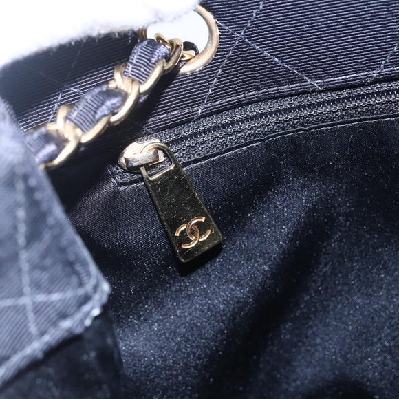 CHANEL Matelasse Chain Shoulder Bag Nylon Black Gold CC Auth 145886