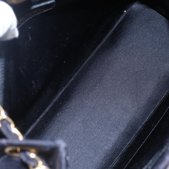 CHANEL Matelasse Chain Shoulder Bag Nylon Black Gold CC Auth 145886