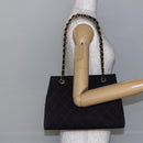 CHANEL Matelasse Chain Shoulder Bag Nylon Black Gold CC Auth 145886-21