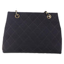 CHANEL Matelasse Chain Shoulder Bag Nylon Black Gold CC Auth 145886-2