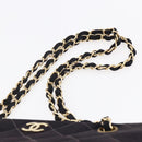 CHANEL Matelasse Chain Shoulder Bag Nylon Black Gold CC Auth 145886-8