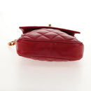 CHANEL Matelasse Chain Shoulder Bag Lamb Skin Red Gold CC Auth 145887A-5