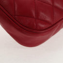 CHANEL Matelasse Chain Shoulder Bag Lamb Skin Red Gold CC Auth 145887A-16