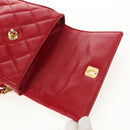 CHANEL Matelasse Chain Shoulder Bag Lamb Skin Red Gold CC Auth 145887A-21