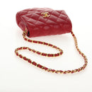 CHANEL Matelasse Chain Shoulder Bag Lamb Skin Red Gold CC Auth 145887A-7