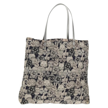 CHANEL COCO Mark Tote Bag Nylon Navy Gray CC Auth 145888V