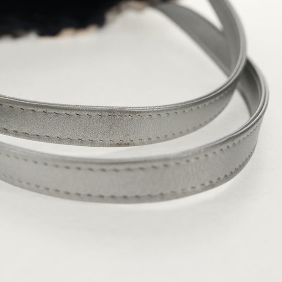 CHANEL COCO Mark Tote Bag Nylon Navy Gray CC Auth 145888A