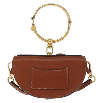Chloe Nile Hand Bag Leather 2way Brown Gold Auth 145889 - 0