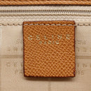 CELINE Shoulder Bag Leather Beige Gold Auth 145908-17