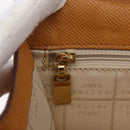 CELINE Shoulder Bag Leather Beige Gold Auth 145908-18