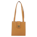 CELINE Shoulder Bag Leather Beige Gold Auth 145908-13