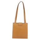 CELINE Shoulder Bag Leather Beige Gold Auth 145908-2