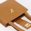 CELINE Shoulder Bag Leather Beige Gold Auth 145908-6