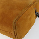 Salvatore Ferragamo Gancini Shoulder Bag Suede Beige Silver Auth 145909-15