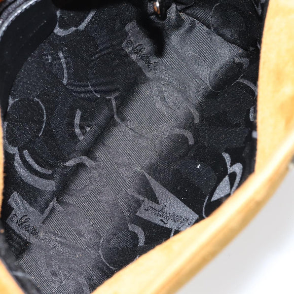 Salvatore Ferragamo Gancini Shoulder Bag Suede Beige Silver Auth 145909