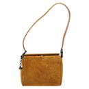 Salvatore Ferragamo Gancini Shoulder Bag Suede Beige Silver Auth 145909-13