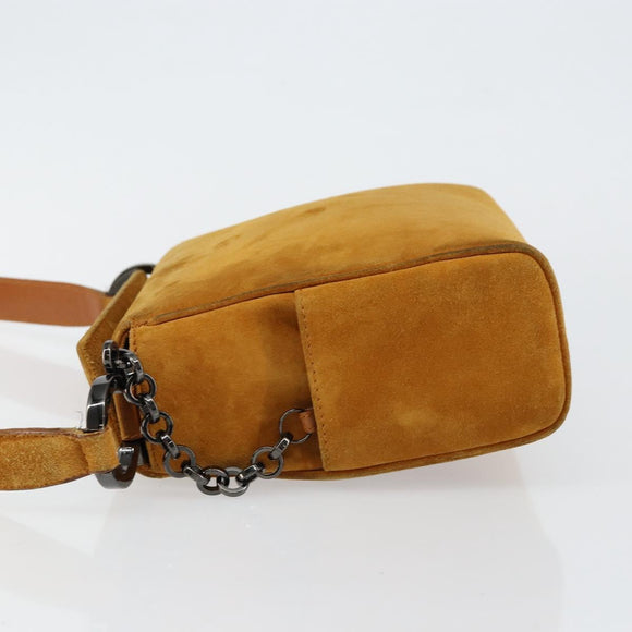 Salvatore Ferragamo Gancini Shoulder Bag Suede Beige Silver Auth 145909