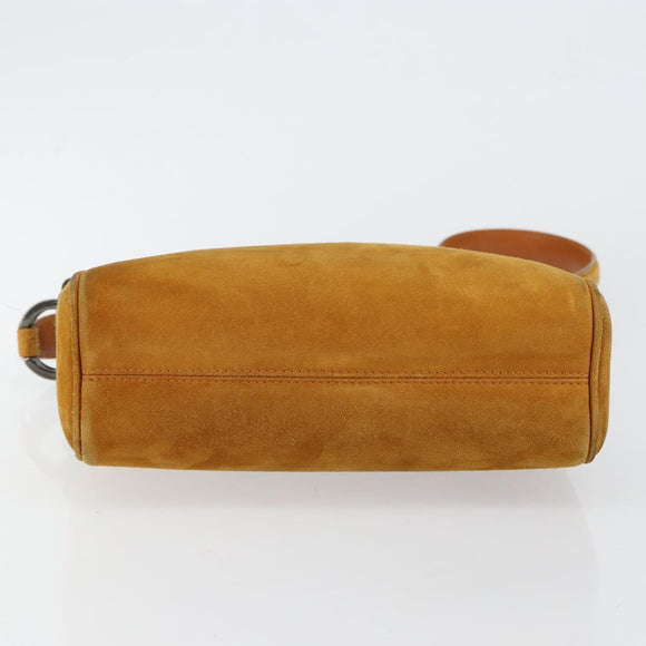 Salvatore Ferragamo Gancini Shoulder Bag Suede Beige Silver Auth 145909