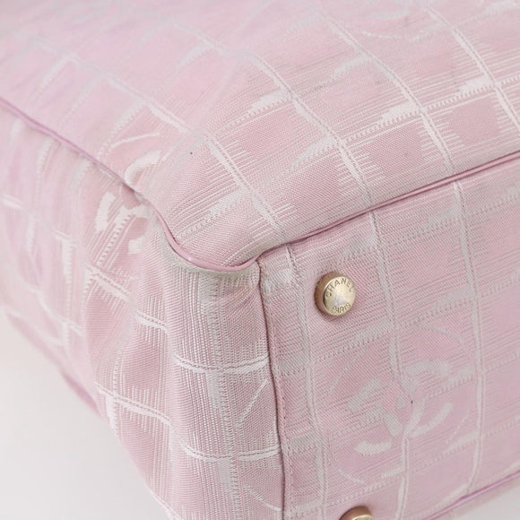 CHANEL New Travel line Tote Bag Nylon Pink Gold CC Auth 145910