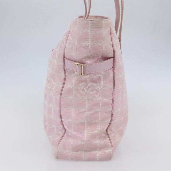 CHANEL New Travel line Tote Bag Nylon Pink Gold CC Auth 145910