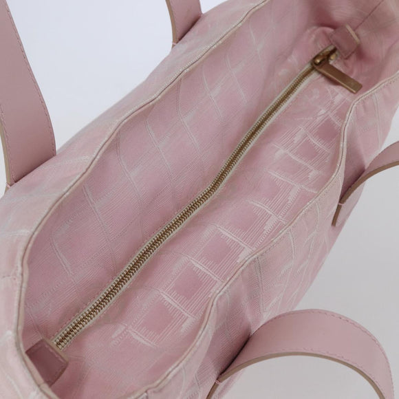 CHANEL New Travel line Tote Bag Nylon Pink Gold CC Auth 145910