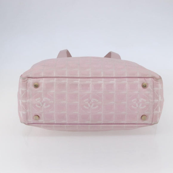 CHANEL New Travel line Tote Bag Nylon Pink Gold CC Auth 145910