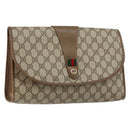 GUCCI GG Supreme Web Sherry Line Clutch Bag PVC Beige Rot 89 01 031 Auth 145911-1