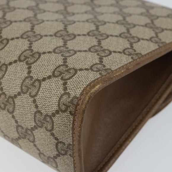 GUCCI GG Supreme Web Sherry Line Clutch Bag PVC Beige Rot 89 01 031 Auth 145911