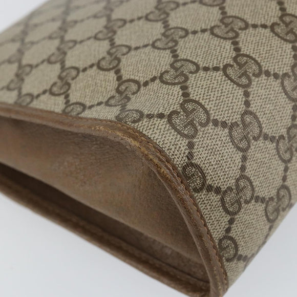 GUCCI GG Supreme Web Sherry Line Clutch Bag PVC Beige Red 89 01 031 Auth 145911