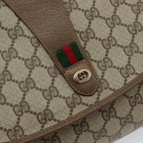 GUCCI GG Supreme Web Sherry Line Clutch Bag PVC Beige Rot 89 01 031 Auth 145911