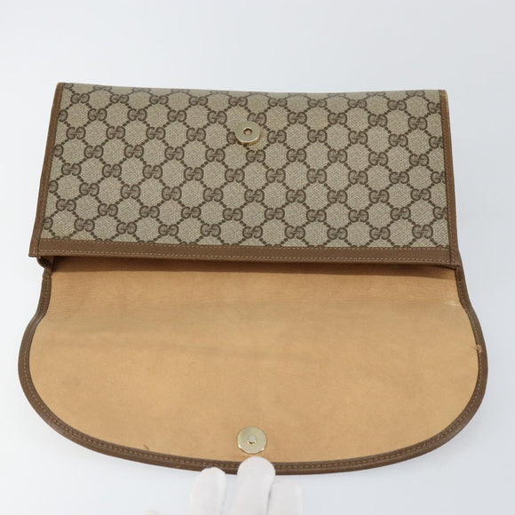 GUCCI GG Supreme Web Sherry Line Clutch Bag PVC Beige Rot 89 01 031 Auth 145911