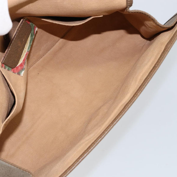 GUCCI GG Supreme Web Sherry Line Clutch Bag PVC Beige Red 89 01 031 Auth 145911