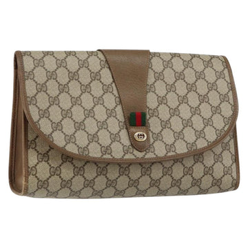GUCCI GG Supreme Web Sherry Line Clutch Bag PVC Beige Red 89 01 031 Auth 145911