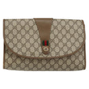 GUCCI GG Supreme Web Sherry Line Clutch Bag PVC Beige Rot 89 01 031 Auth 145911-13
