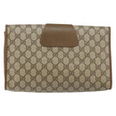 GUCCI GG Supreme Web Sherry Line Clutch Bag PVC Beige Rot 89 01 031 Auth 145911-2