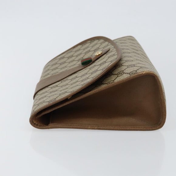 GUCCI GG Supreme Web Sherry Line Clutch Bag PVC Beige Rot 89 01 031 Auth 145911